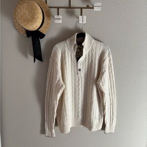 Men's Daniel Cremieux White Cashmere Mockneck Sweater Large